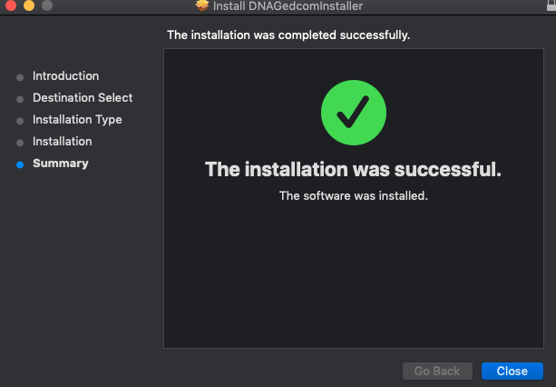 DNAGedcom installer success screen