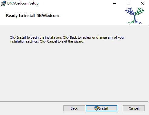 Setup wizard install confirmation screen